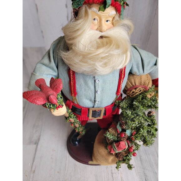 red cardinal Santa Claus statue centerpiece toy bag figure decor Xmas vintage - Picture 2 of 14
